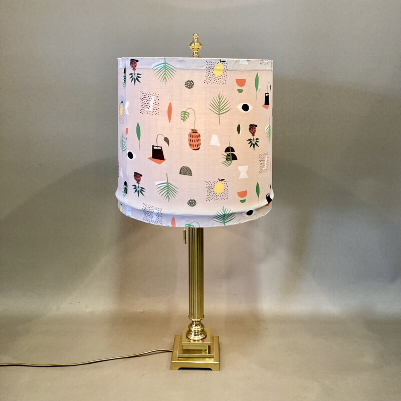 Vintage floor lamp in metal and silk, 1960