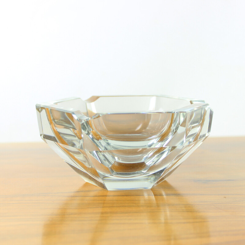 Vintage "Diamant" asbak van transparant glas in de vorm van een diamant, Tsjechoslowakije 1950
