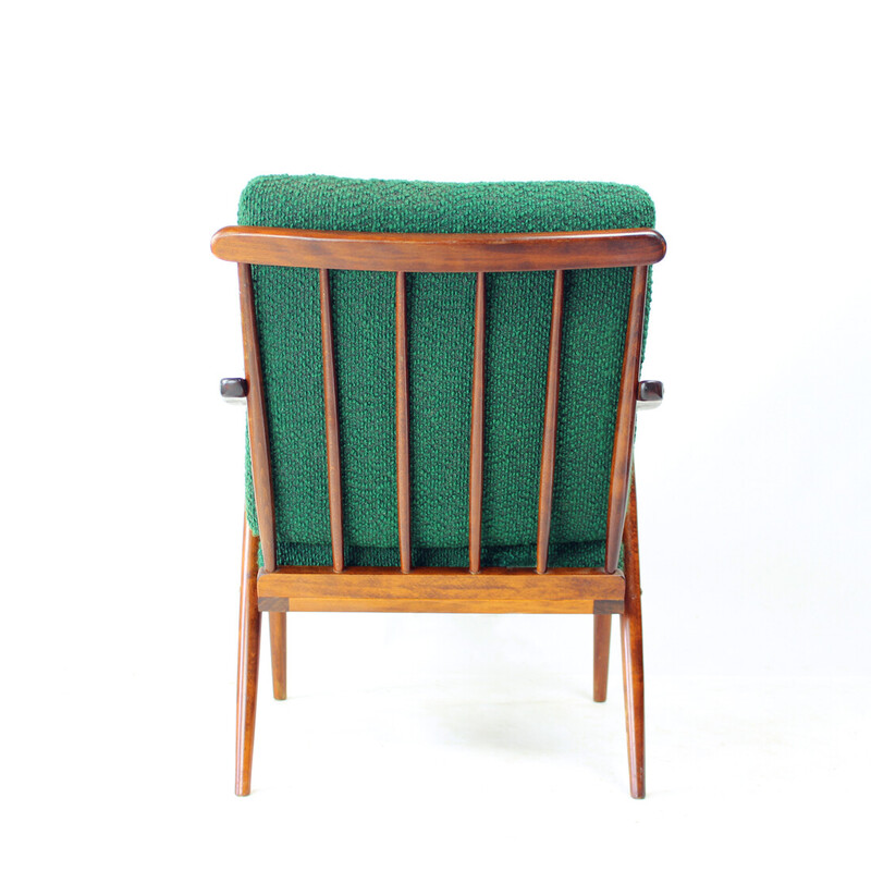 Vintage Boomerang fauteuil in hout en stof voor Ton, Tsjecho-Slowakije 1960