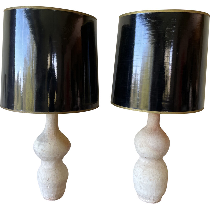 Pair of vintage terracotta lamps