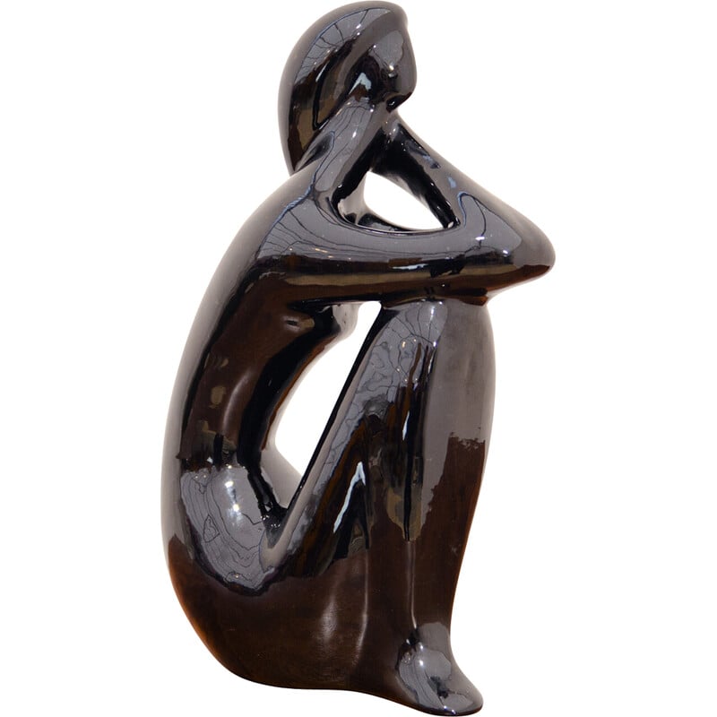 Vintage ceramic sculpture of a naked girl by Jitka Forejtová, Czechoslovakia 1960