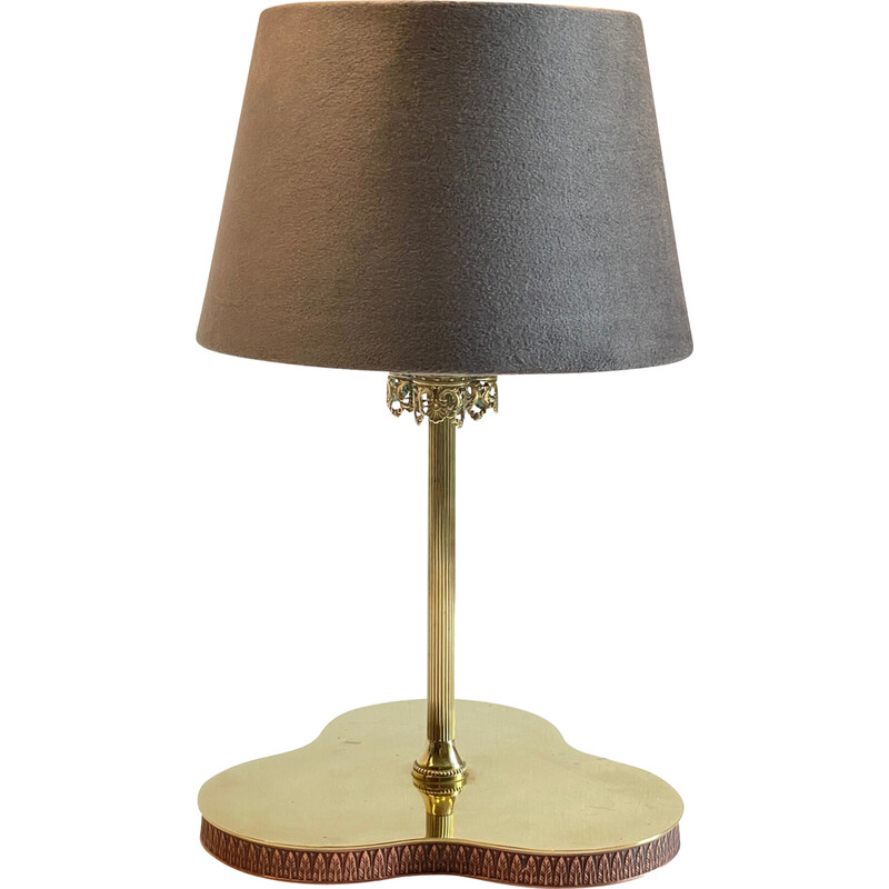 Lámpara vintage de latón y cobre con parte superior en forma de trébol