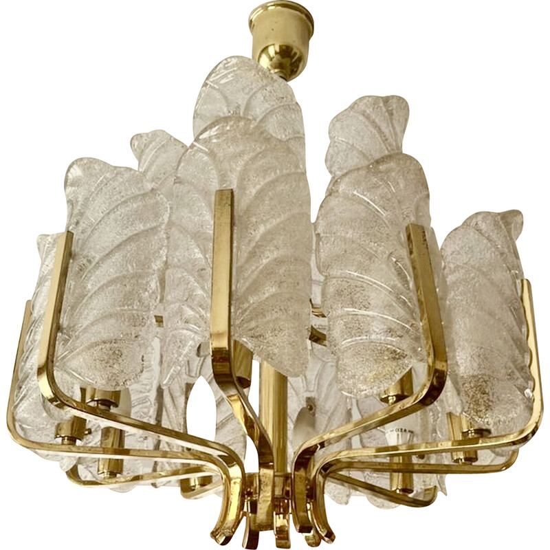 Vintage 14-leaf Murano glass chandelier by Carl Fagerlund for Orrifors, Sweden