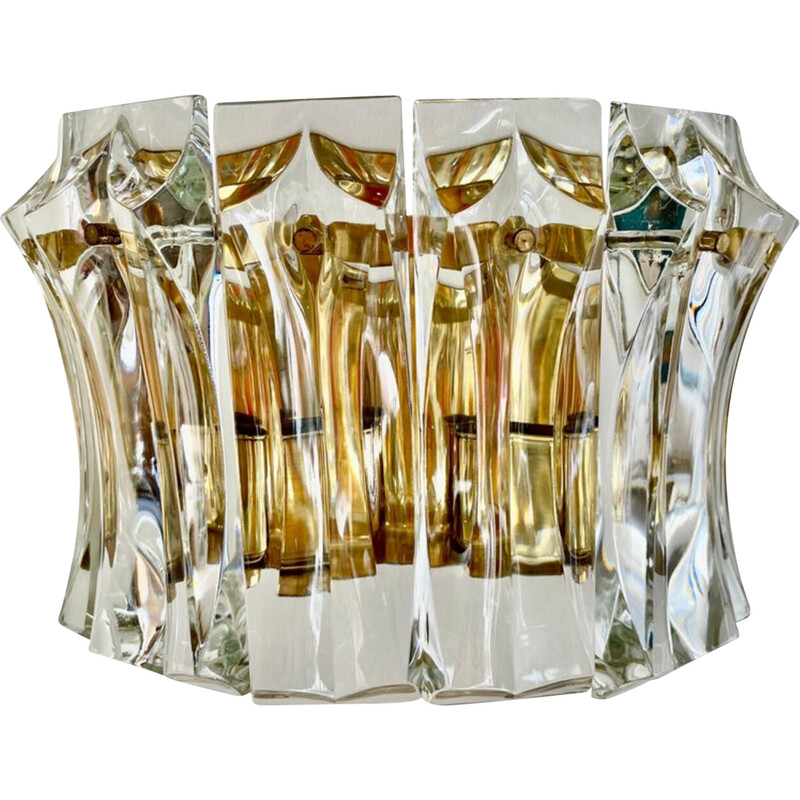 Applique vintage en verre de Murano et cristal pour Venini, Italie 1970