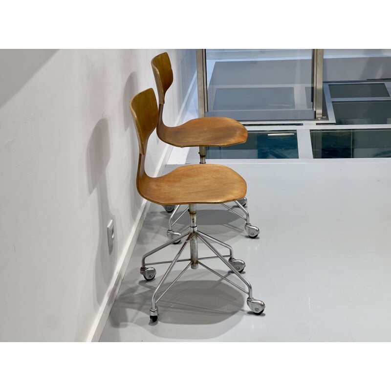 Par de cadeiras de escritório giratórias vintage modelo 3113 de Arne Jacobsen para Fritz Hansen, 1960
