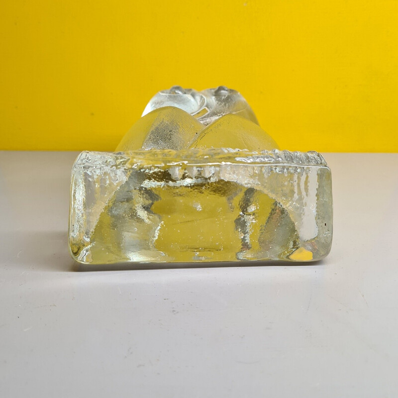 Hibou vintage en verre massif par Klaus Breit Wiesenthalhütte, 1970