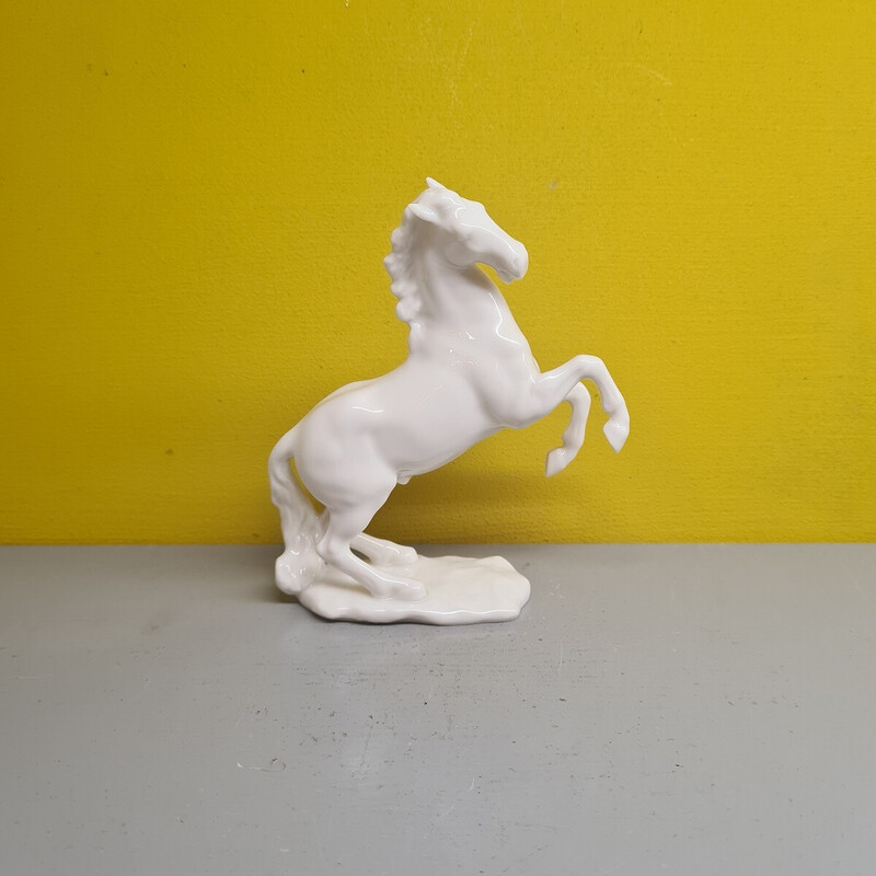Cavalo de porcelana branca vintage de Gunther Granget para Hutschenreuther, 1980