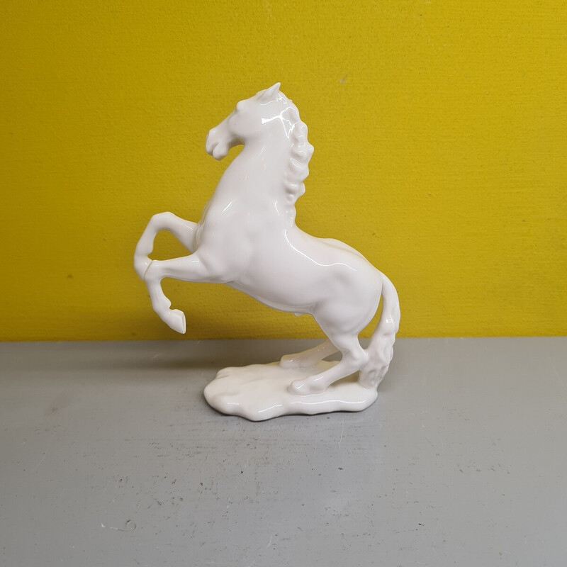 Cavalo de porcelana branca vintage de Gunther Granget para Hutschenreuther, 1980