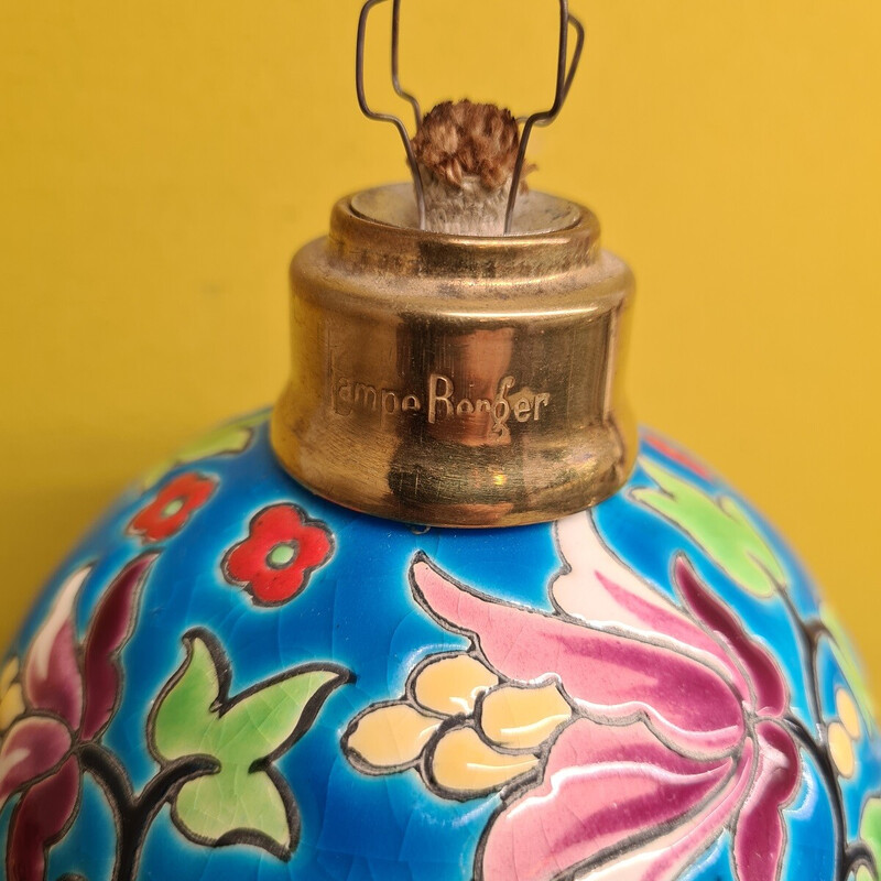 Vintage Berger ceramic lamp for Longwy, 1960
