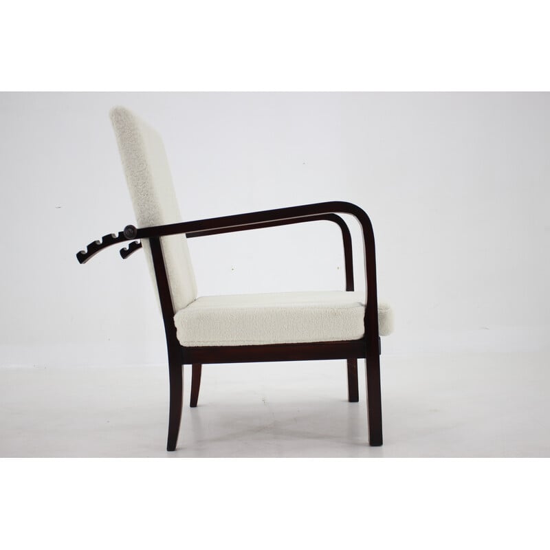 Vintage adjustable beech armchair, Czechoslovakia 1940
