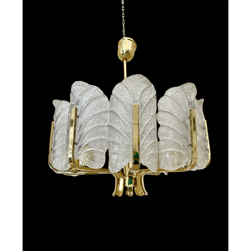 Lámpara vintage de 10 hojas de cristal de Murano de Fagerlund para Orrifors