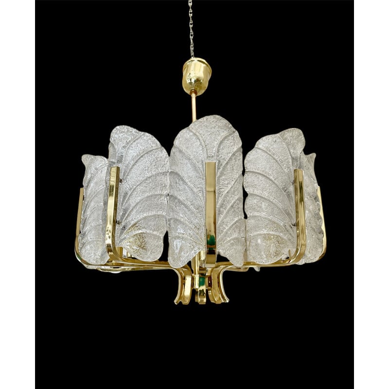 Vintage 10 leaf Murano glass chandelier by Fagerlund for Orrifors