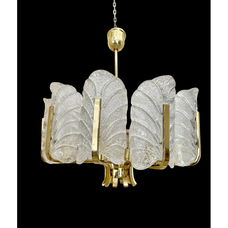 Lámpara vintage de 10 hojas de cristal de Murano de Fagerlund para Orrifors