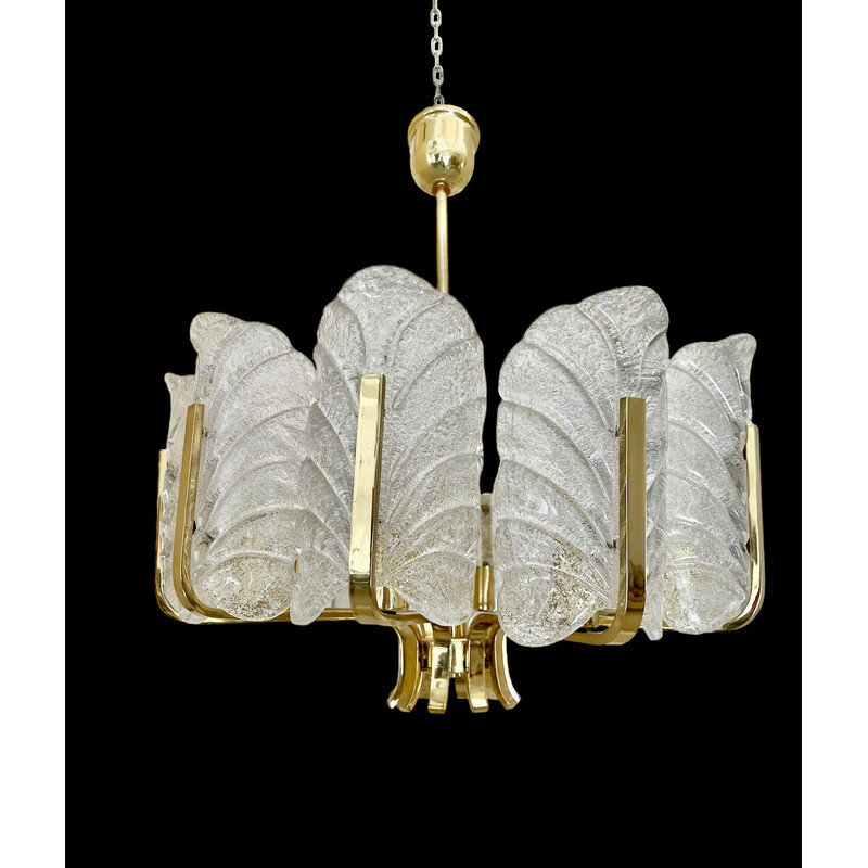 Vintage 10 leaf Murano glass chandelier by Fagerlund for Orrifors