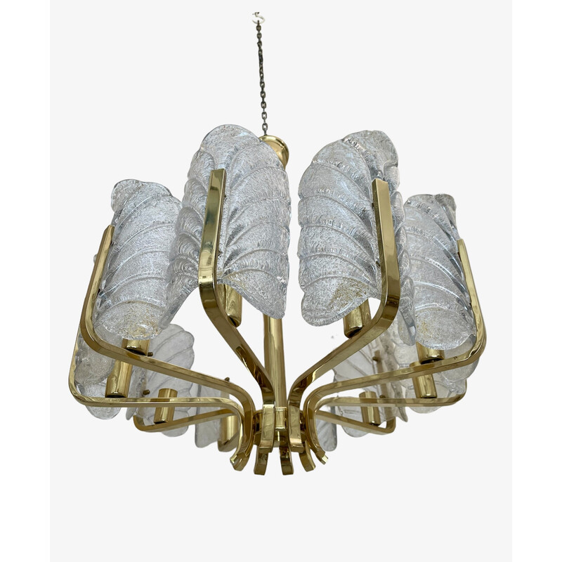 Vintage 10 leaf Murano glass chandelier by Fagerlund for Orrifors