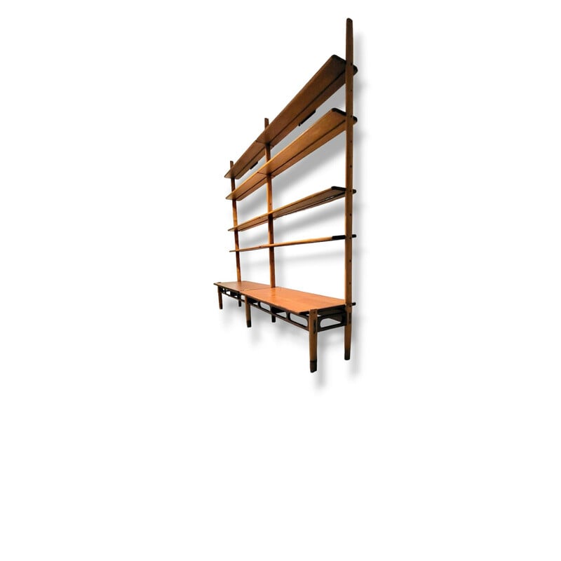 Vintage dark and light solid wood shelf by William Watting and Scanflex for Fristho, 1950