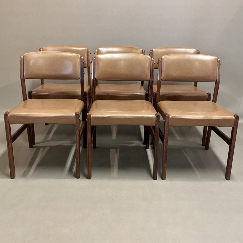 Lot de 6 chaises vintage en palissandre, 1950