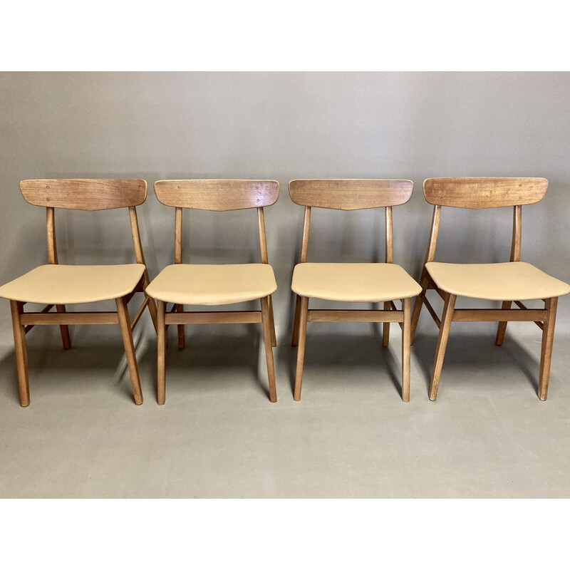 Set of 4 vintage teak chairs, 1950