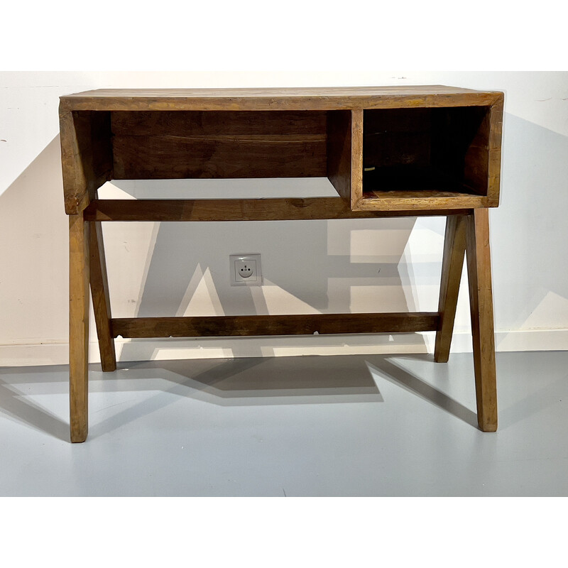 Vintage teak wood desk by Pierre Jeanneret, 1952