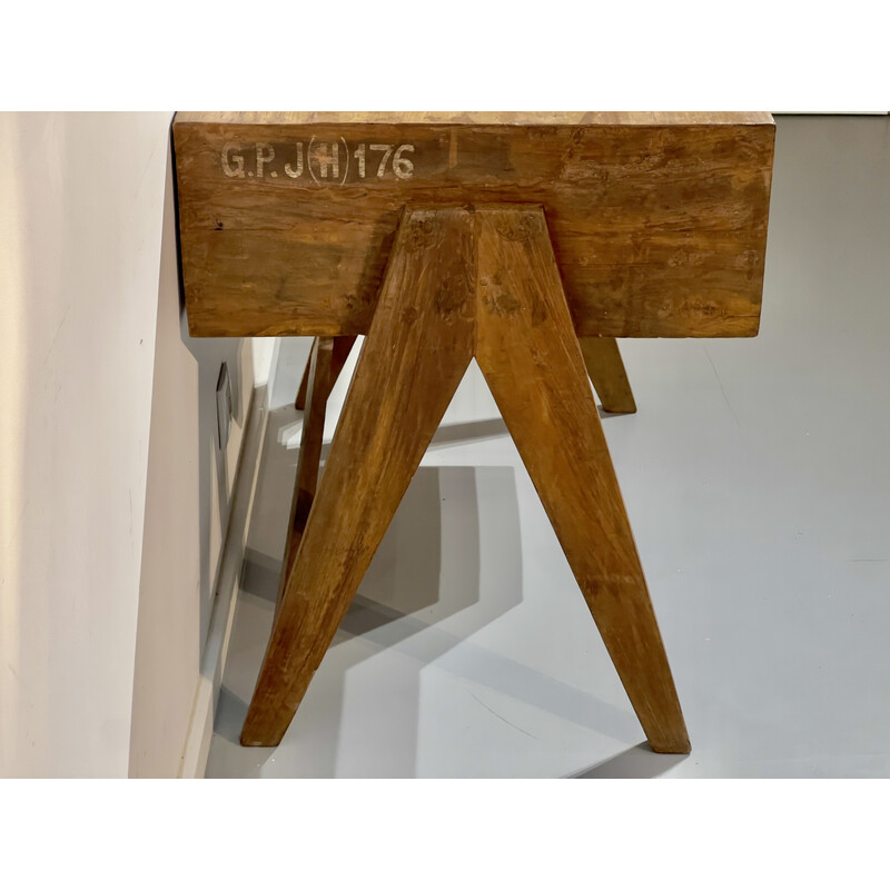 Vintage teak wood desk by Pierre Jeanneret, 1952