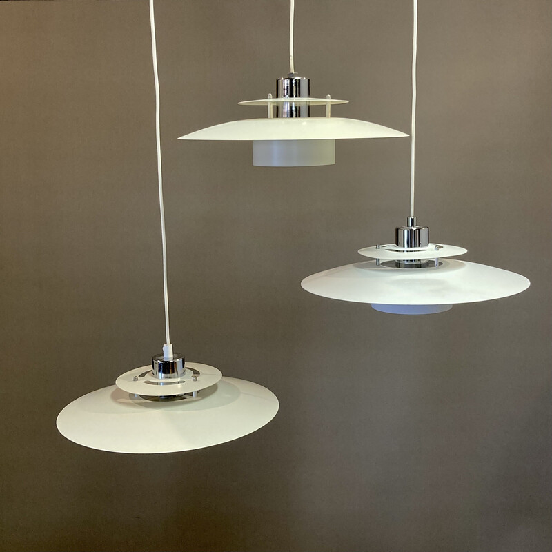 Set of 3 vintage metal pendant lamp, 1960