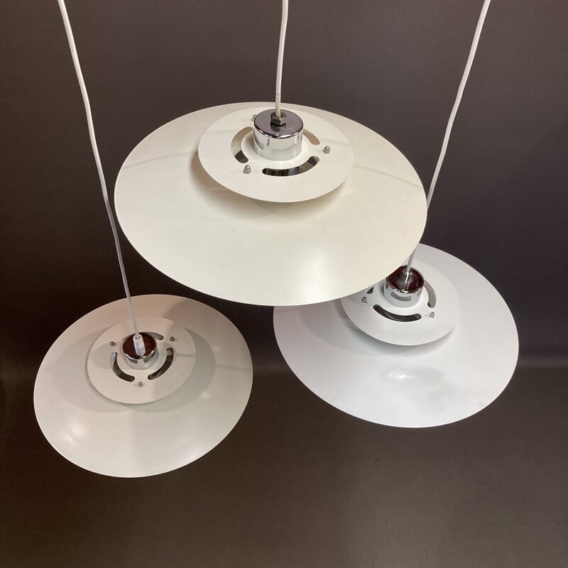 Set of 3 vintage metal pendant lamp, 1960