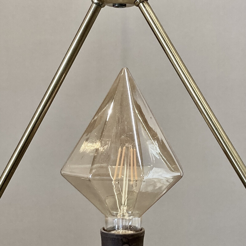 Vintage metal and glass pendant lamp, 1950