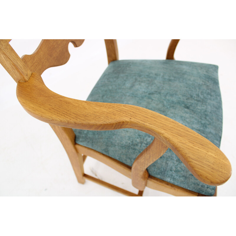 Vintage Razorblade armchair in solid oak by Henning Kjærnulf for EG Møbler, Denmark 1960