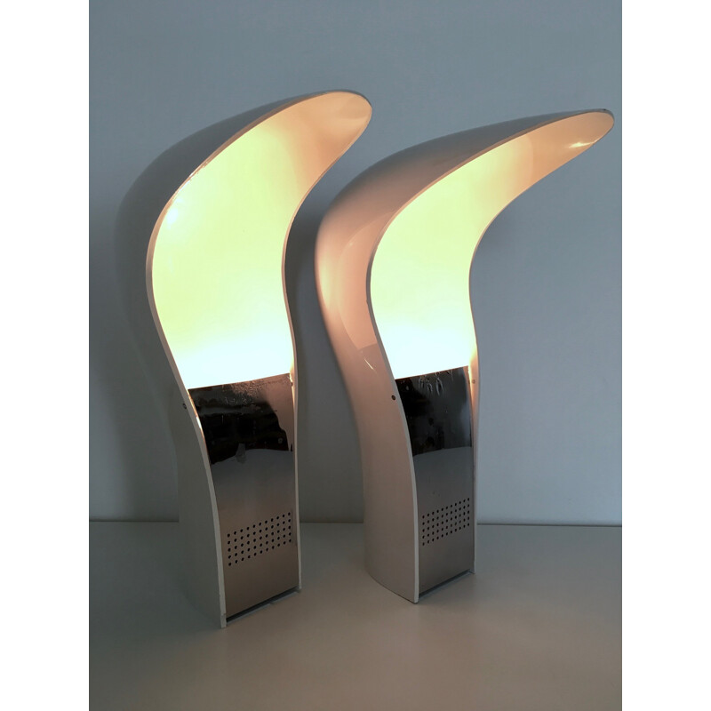 Pair of white lamps model Pelota by Cesare casati & Emanuele Ponzio for Lamperti - 1970s