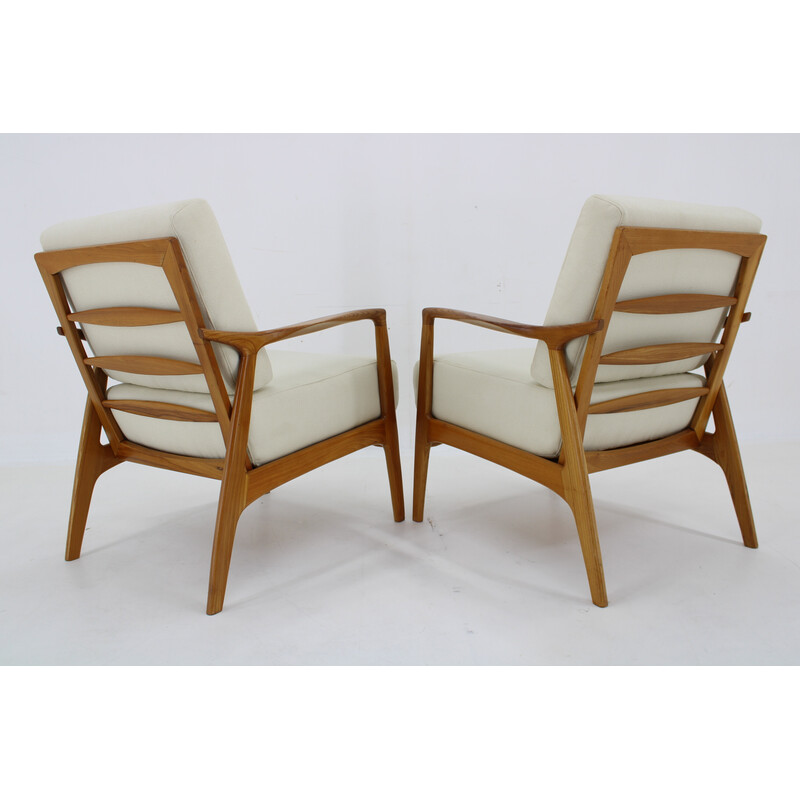Pair of vintage ash wood armchairs for Drevotvar, Czechoslovakia 1970