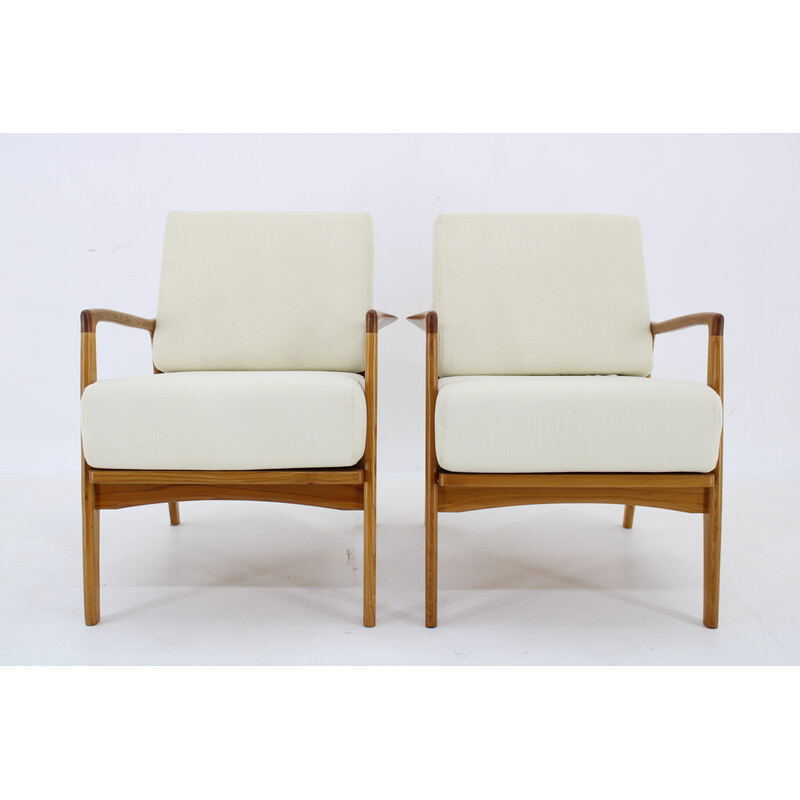 Pair of vintage ash wood armchairs for Drevotvar, Czechoslovakia 1970