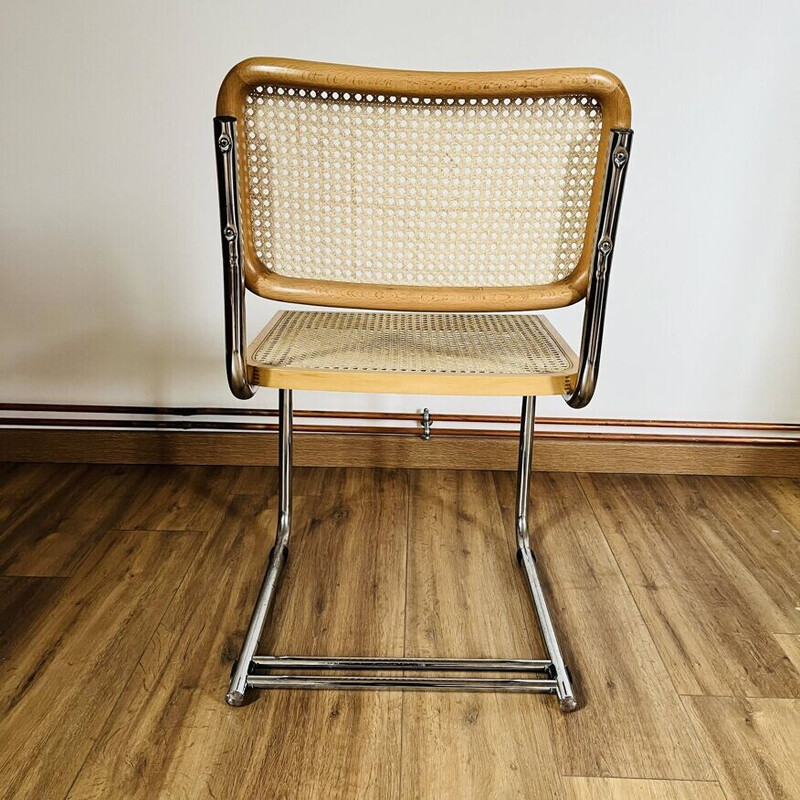 Vintage B32 chair in chrome steel and canework by Marcel Breuer, Italy