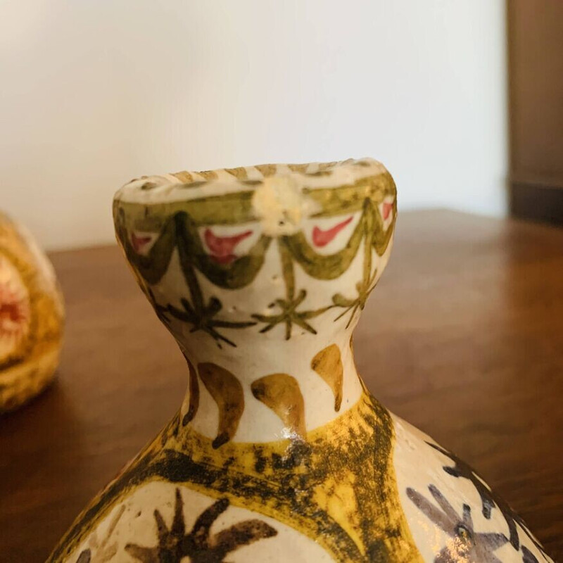 Vintage stoneware pot with polychrome patterns by André L'Helguen for Kéraluc