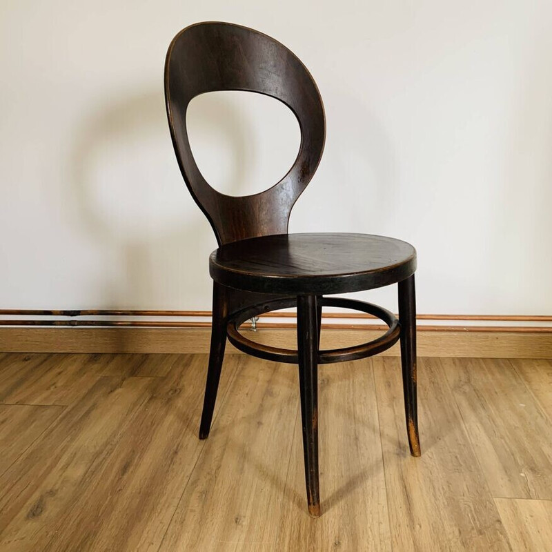 Satz von 6 Vintage Baumann Stühlen "Möwe" aus brauner Buche und Sperrholz