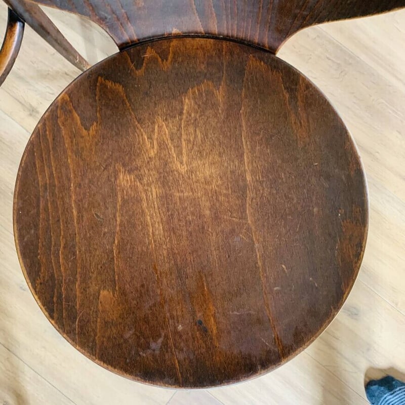 Satz von 6 Vintage Baumann Stühlen "Möwe" aus brauner Buche und Sperrholz