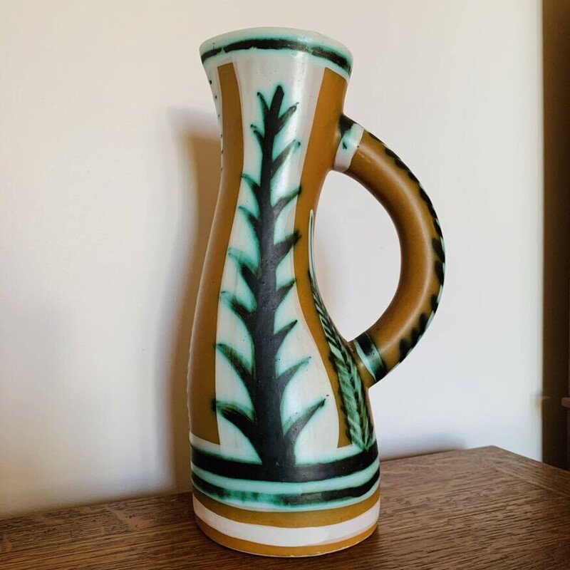 Vintage Kéraluc earthenware pitcher by Pierre Toulhoat