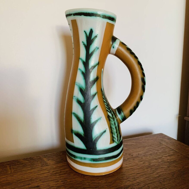 Vintage Kéraluc earthenware pitcher by Pierre Toulhoat