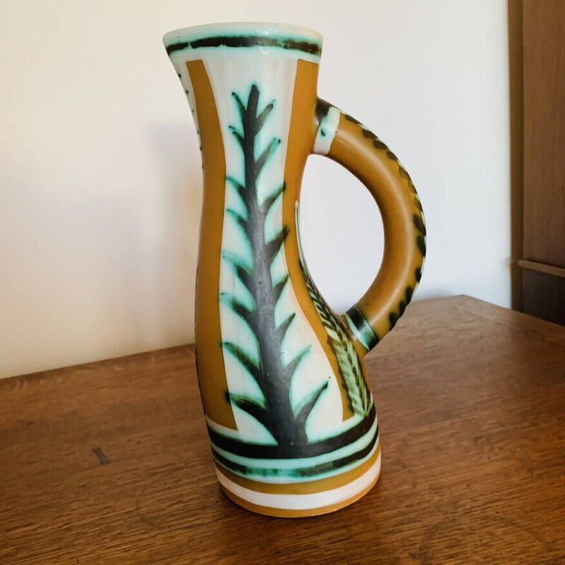 Vintage Kéraluc earthenware pitcher by Pierre Toulhoat