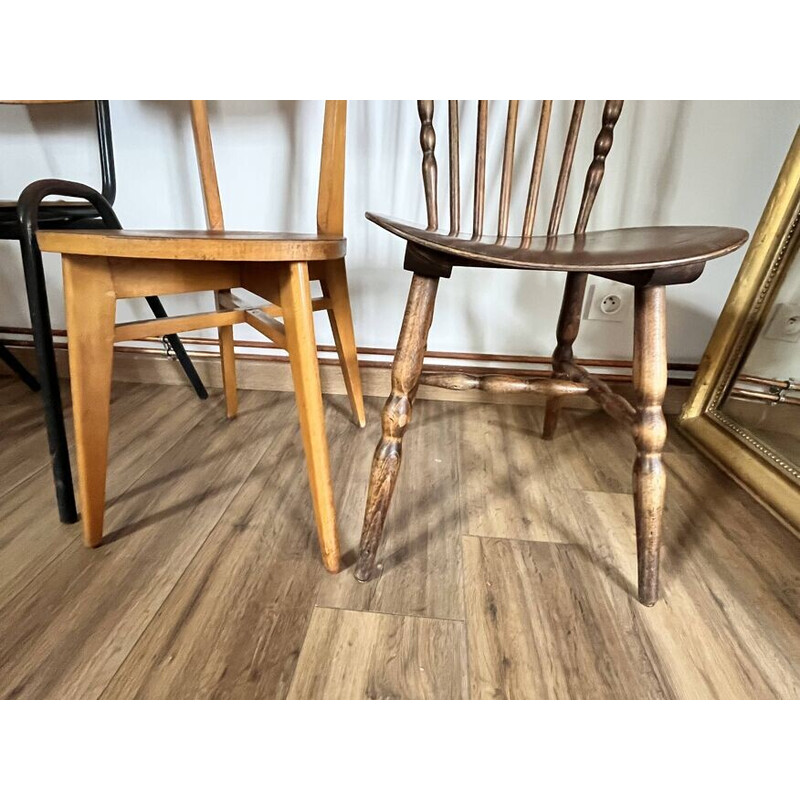 Set of 4 mismatched vintage chairs