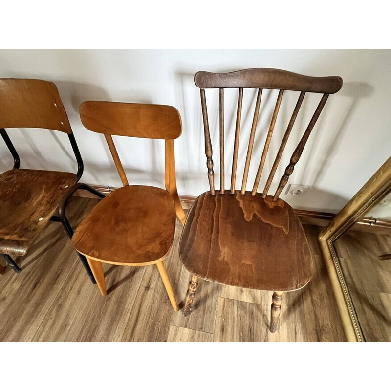 Set of 4 mismatched vintage chairs