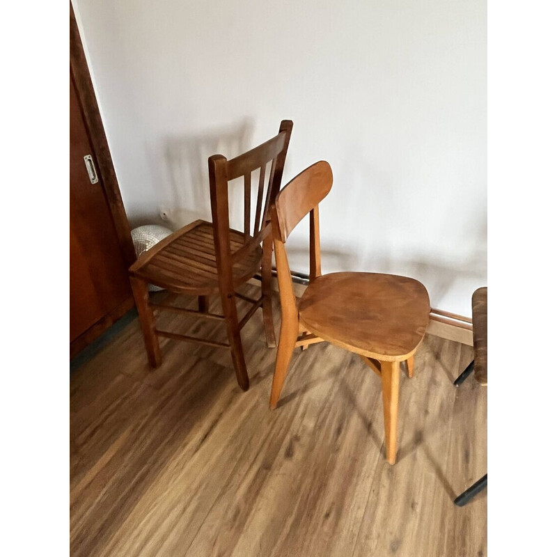 Set of 4 mismatched vintage chairs