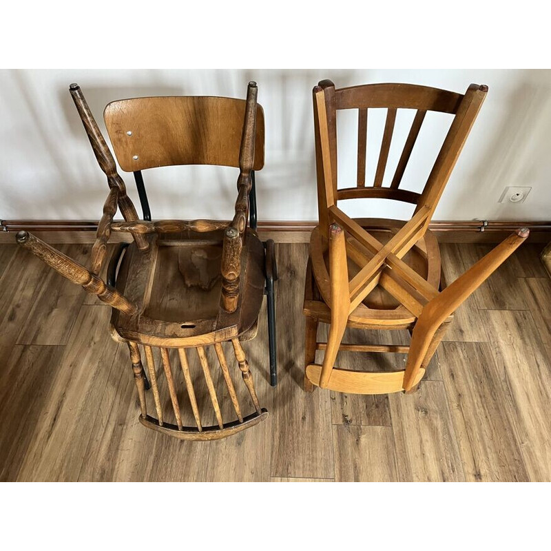 Set of 4 mismatched vintage chairs