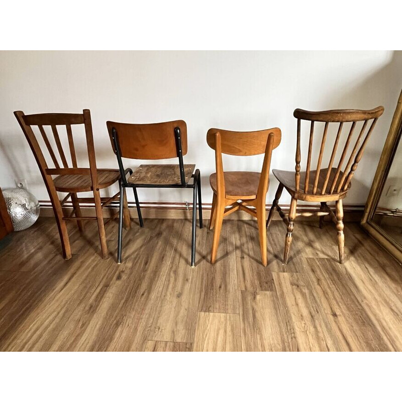 Ensemble de 4 chaises vintage dépareillées