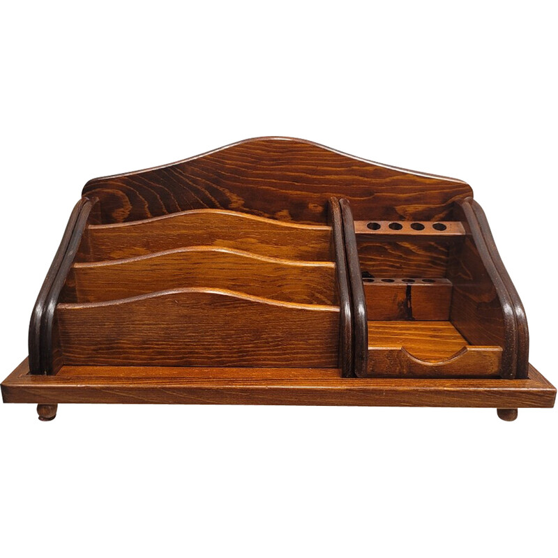 Vintage dark wood desk organizer, Spain