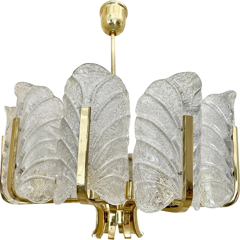 Vintage 10 leaf Murano glass chandelier by Fagerlund for Orrifors