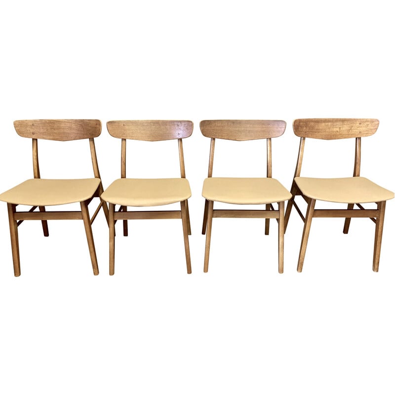 Set of 4 vintage teak chairs, 1950