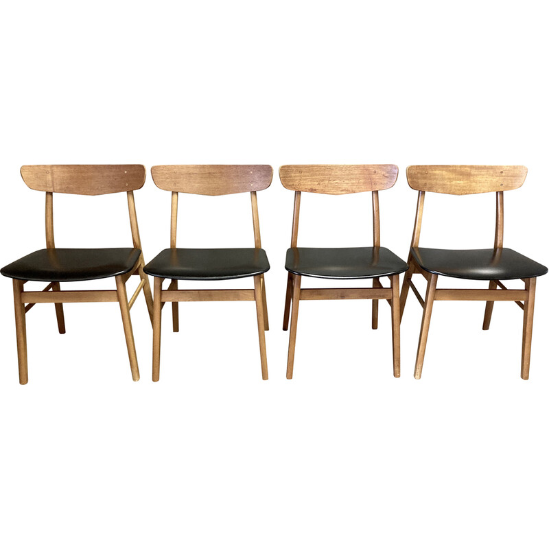Set of 4 vintage teak chairs, 1950