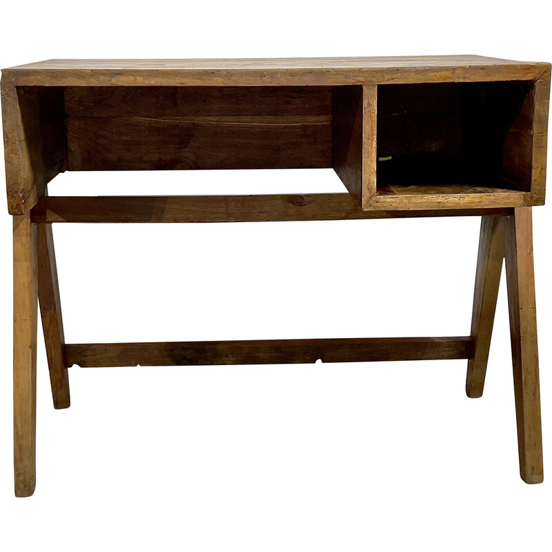 Vintage teak wood desk by Pierre Jeanneret, 1952