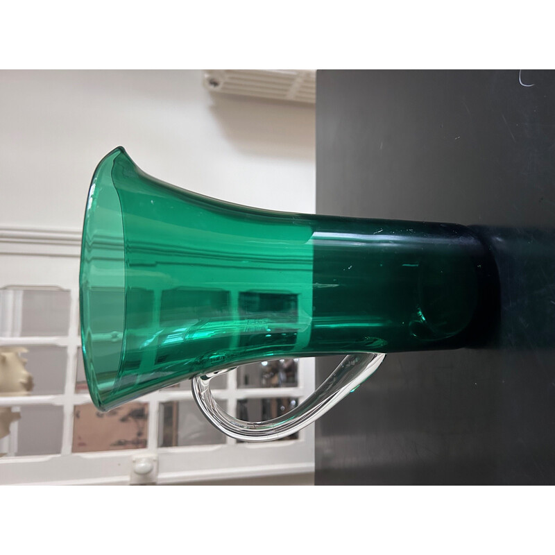 Vintage green glass pitcher, 1970