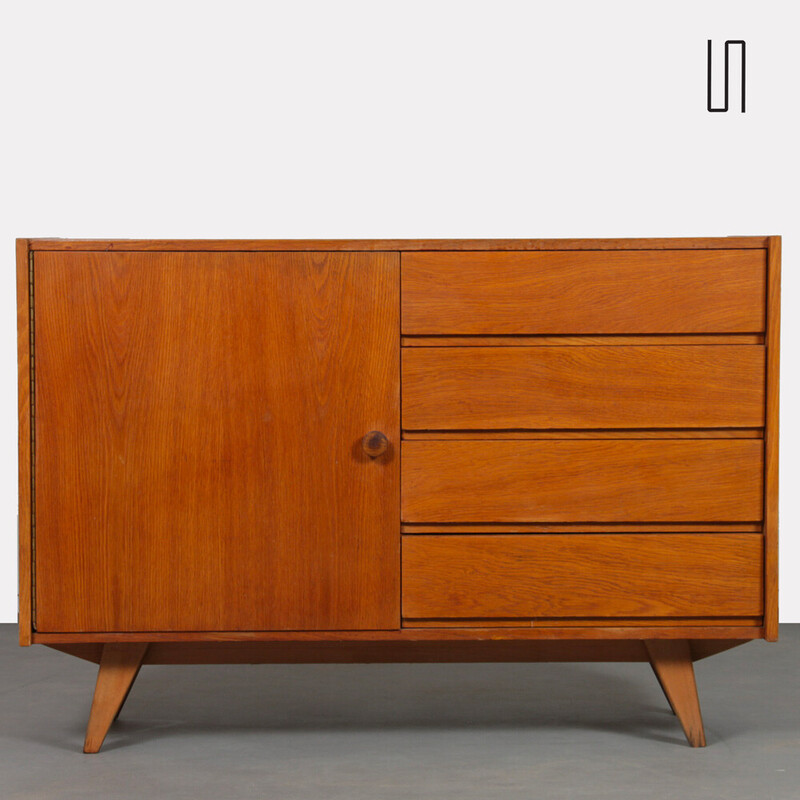 Vintage chest of drawers model U-458 in oak by Jiri Jiroutek for Interier Praha, Czechoslovakia 1960